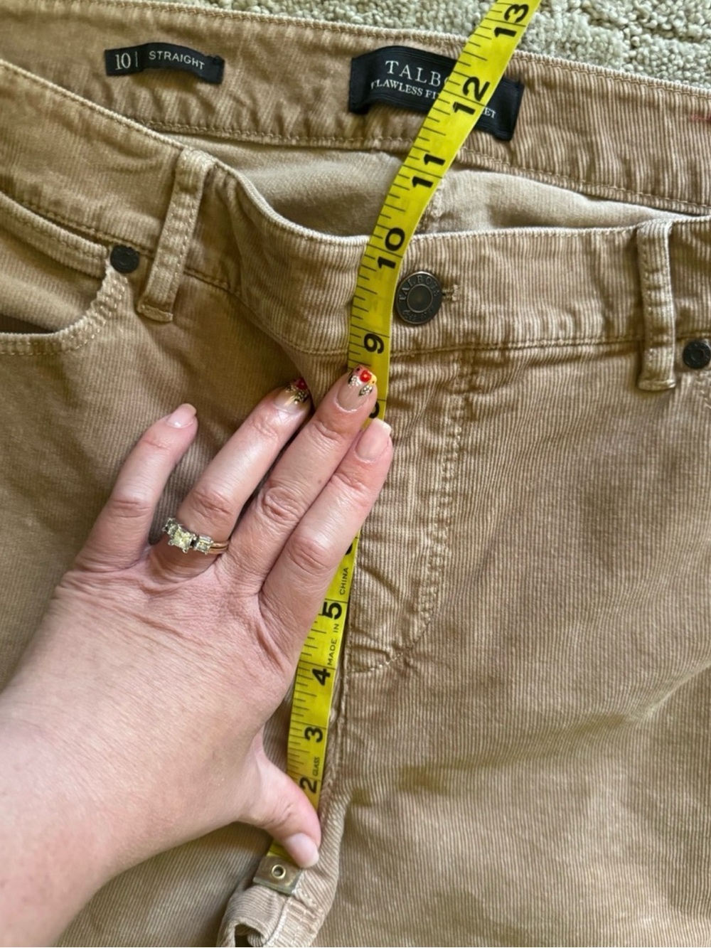 Talbots Flawless Five-Pocket Straight Leg Corduroy Pants Tan Size 10 - Picture 10 of 12